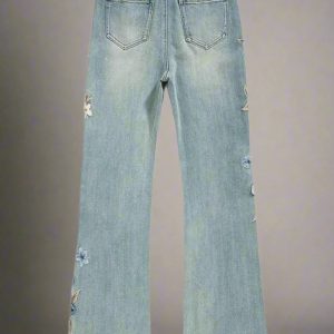 New Style Trends - Y2k Floral Meadow Embroidered Jeans - Outfit Ideas