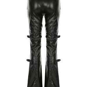 New Style Trends - Y2k Gothic Buckle Flare Pants - Outfit Ideas