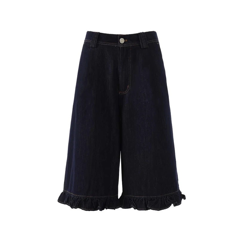 New Style Trends - Y2k Indigo Ruffle Hem Shorts - Outfit Ideas