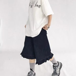 New Style Trends - Y2k Indigo Ruffle Hem Shorts - Outfit Ideas