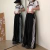 New Style Trends - Y2k Lace-Trim Striped Wide-Leg Pants - Outfit Ideas