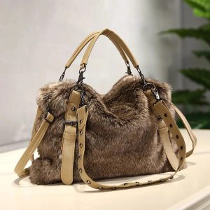 New Style Trends - Y2k Luxe Faux Fur Studded Handbag - Outfit Ideas