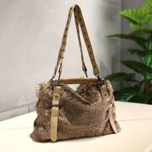 New Style Trends - Y2k Luxe Faux Fur Studded Handbag - Outfit Ideas