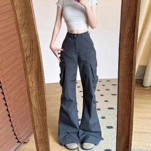 New Style Trends - Y2k Midnight Cargo Flare Pants - Outfit Ideas