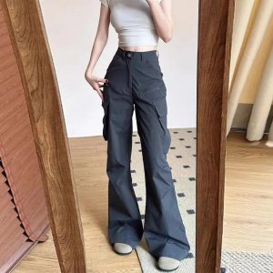 New Style Trends - Y2k Midnight Cargo Flare Pants - Outfit Ideas