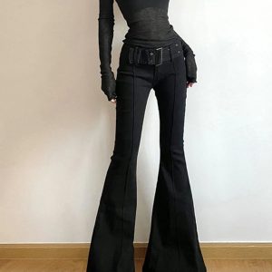 New Style Trends - Y2k Midnight Sculpt Flare Pants - Outfit Ideas