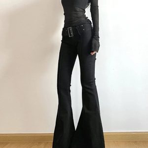 New Style Trends - Y2k Midnight Sculpt Flare Pants - Outfit Ideas