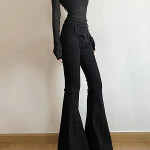 New Style Trends - Y2k Midnight Sculpt Flare Pants - Outfit Ideas