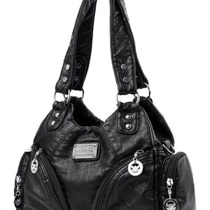 New Style Trends - Y2k Midnight Zipper Accent Shoulder Bag - Outfit Ideas