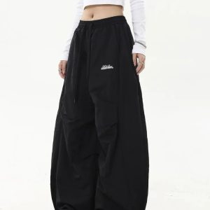 New Style Trends - Y2k Neutral Oversized Parachute Pants - Outfit Ideas