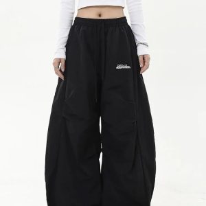 New Style Trends - Y2k Neutral Oversized Parachute Pants - Outfit Ideas