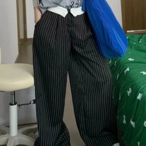 New Style Trends - Y2k Oversized Striped Palazzo Pants - Outfit Ideas