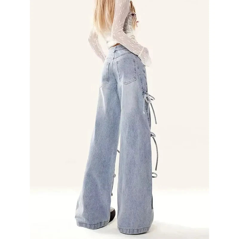 New Style Trends - Y2k Pastel Stitch Bow-Tie  Jeans - Outfit Ideas