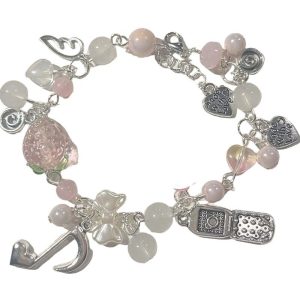 New Style Trends - Y2k Pink Strawberry Note Charm Bracelet - Outfit Ideas