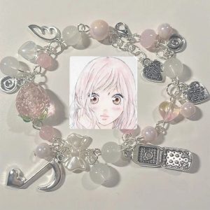 New Style Trends - Y2k Pink Strawberry Note Charm Bracelet - Outfit Ideas