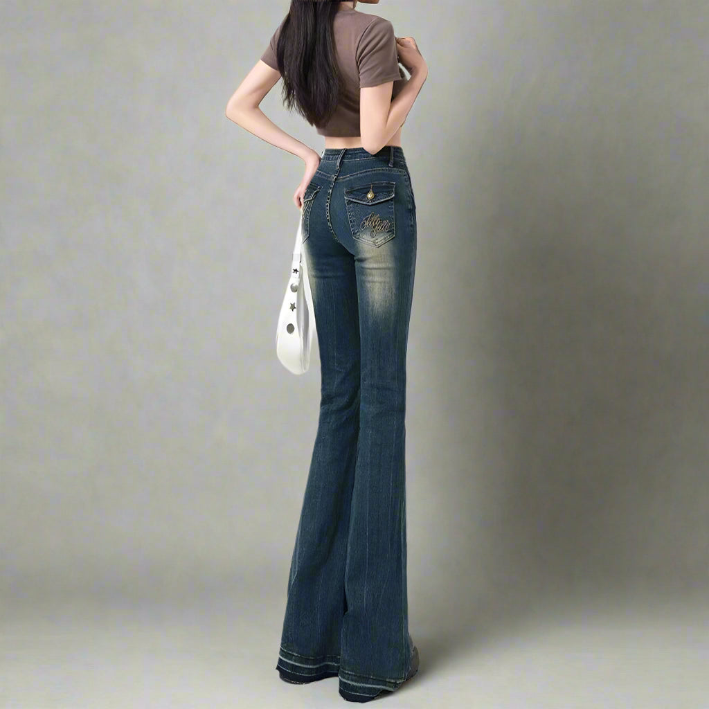 New Style Trends - Y2k Retro Embroidered Flare Jeans - Outfit Ideas