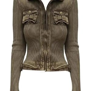 New Style Trends - Y2k Retro Zip Cropped Cardigan - Outfit Ideas