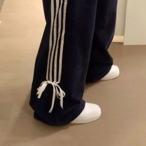 New Style Trends - Y2k Ribbon Striped Wide-Leg Pants - Outfit Ideas
