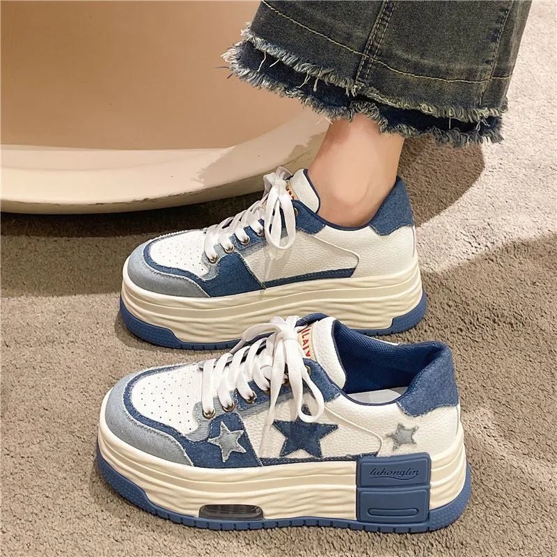 New Style Trends - Y2k Starry Sky Denim Platform Sneakers - Outfit Ideas