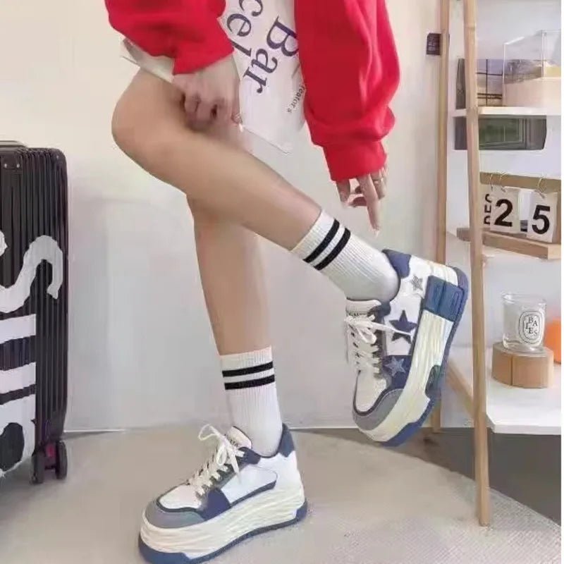 New Style Trends - Y2k Starry Sky Denim Platform Sneakers - Outfit Ideas
