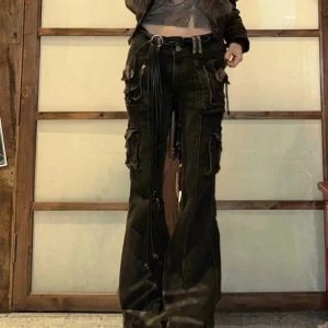 New Style Trends - Y2k Utility Cargo Flare Pants - Outfit Ideas