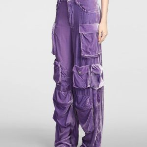 New Style Trends - Y2k Velvet Vibe Utility Cargo Pants - Outfit Ideas