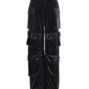 New Style Trends - Y2k Velvet Vibe Utility Cargo Pants - Outfit Ideas