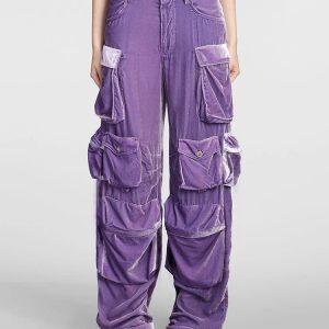 New Style Trends - Y2k Velvet Vibe Utility Cargo Pants - Outfit Ideas