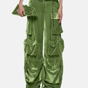 New Style Trends - Y2k Velvet Vibe Utility Cargo Pants - Outfit Ideas