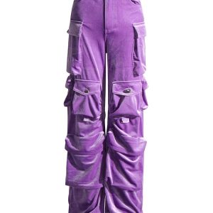 New Style Trends - Y2k Velvet Vibe Utility Cargo Pants - Outfit Ideas