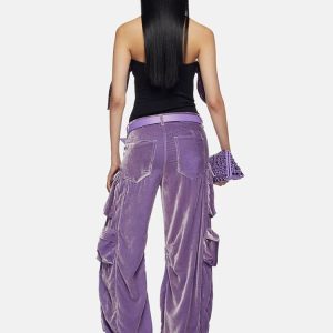 New Style Trends - Y2k Velvet Vibe Utility Cargo Pants - Outfit Ideas